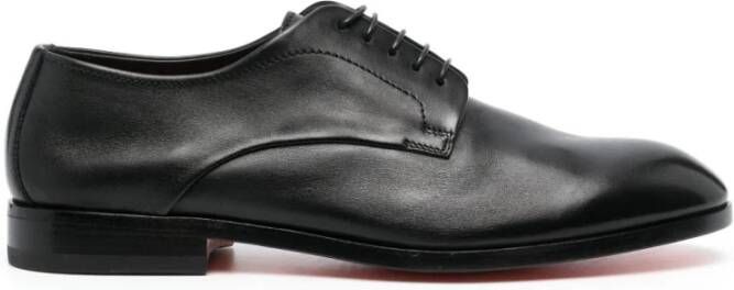 Santoni Italiaanse Leren Derby Schoenen Black Heren