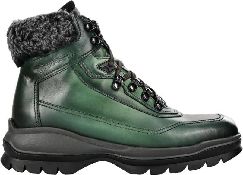 Santoni Italiaanse Leren Enkellaarzen Green Heren