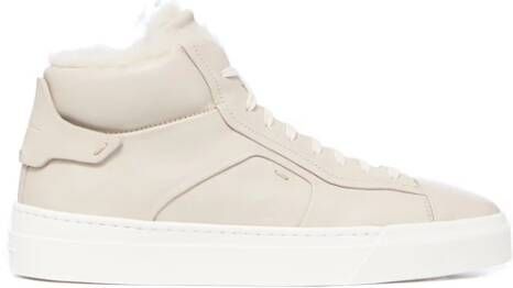 Santoni Beige High-Top Sheepskin Sneakers Beige Dames