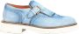 Santoni Italiaanse Leren Veterschoenen Blue Heren - Thumbnail 1