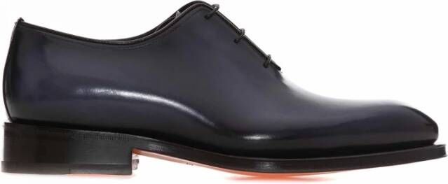 Santoni Klassieke Derby Schoenen van Zwart Leer Blue Heren