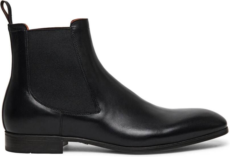 Santoni Handgemaakte Leren Chelsea Boot Black Heren