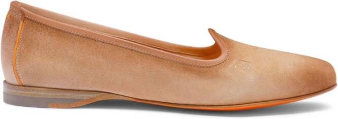 Santoni Klassieke Leren Loafers Beige Dames