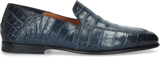 Santoni Klassieke Leren Loafers Blue Heren