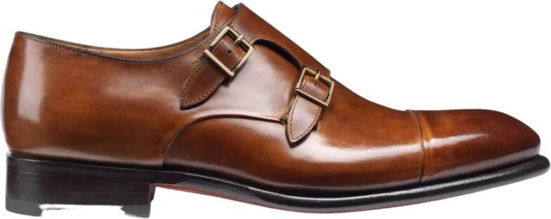 Santoni Klassieke leren monkstrap-schoenen Brown Heren