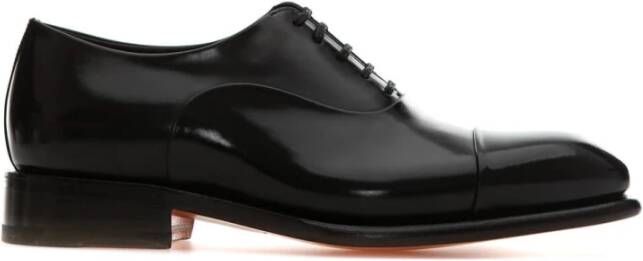 Santoni Klassieke Oxford Schoenen van Zwart Leer Black Heren