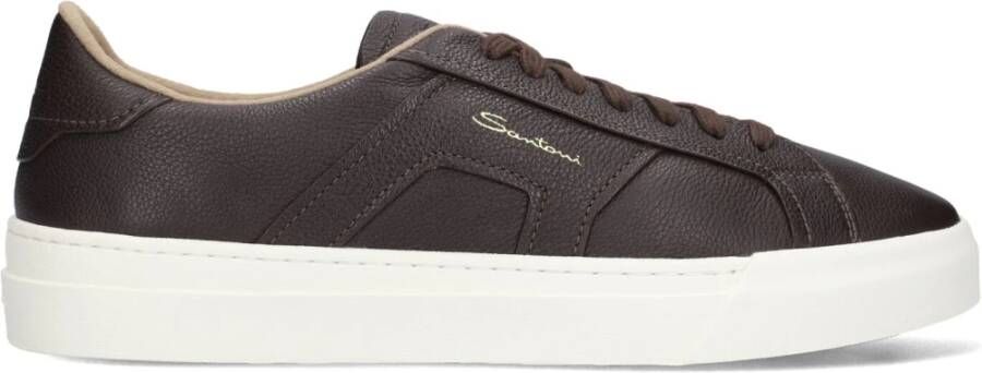 Santoni Lage Sneakers Graanleder Bruin Brown Heren