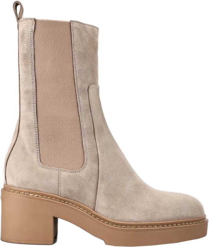 Santoni Leren Chelsea Boots voor vrouwen Beige Dames