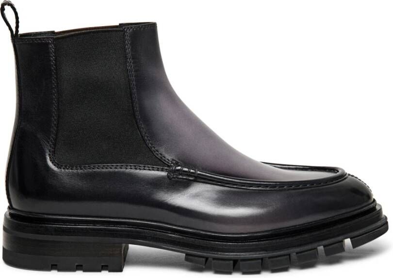 Santoni Leren Chelsea laars voor heren Black Heren