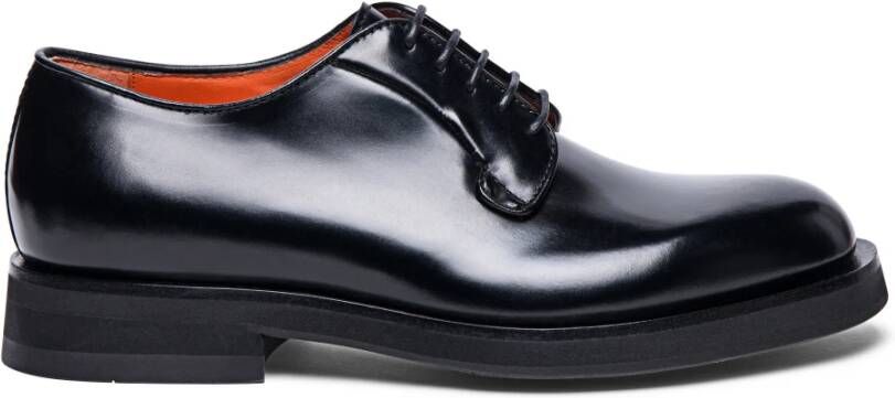 Santoni Leren Derby schoen voor heren Black Heren