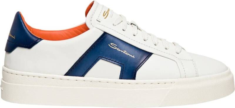 Santoni Leren dubbele gesp sneakers Blauw Dames