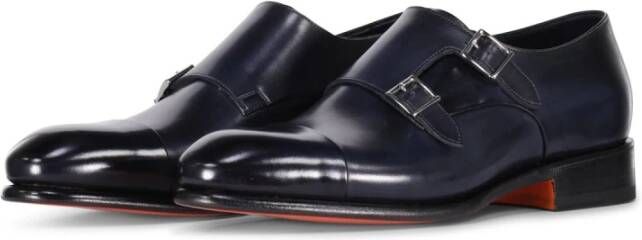 Santoni Leren Dubbele Monkstraps Blue Heren