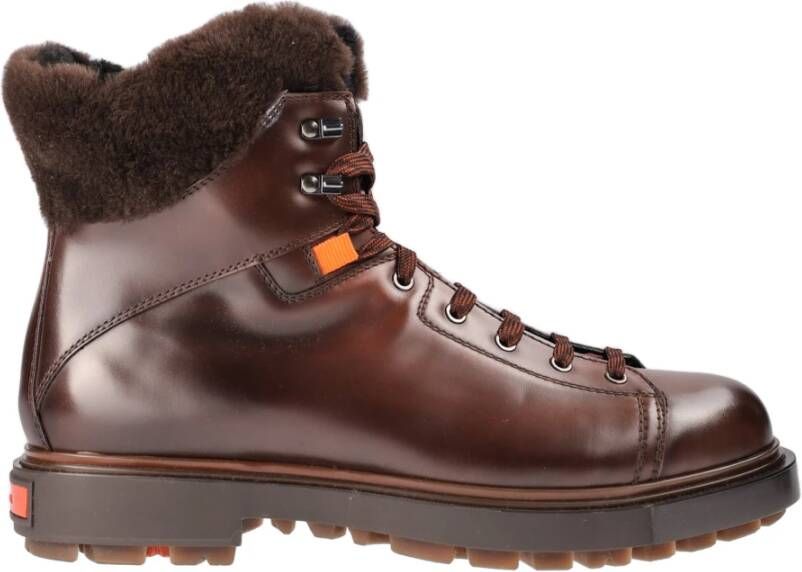 Santoni Leren Enkellaarzen Brown Heren