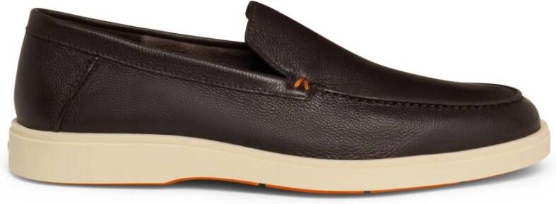 Santoni Leren instapper voor heren Brown Heren