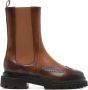 Santoni Leren kalfsboot met rubberen zool Brown Dames - Thumbnail 1