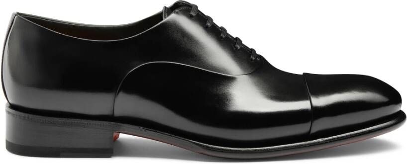 Santoni Leren Oxford veterschoen Black Heren