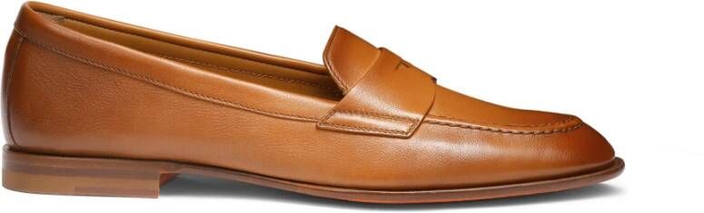 Santoni Leren pennyloafer voor dames Brown Dames