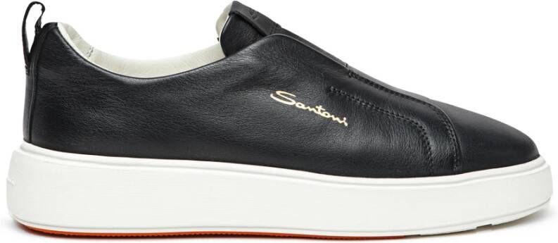 Santoni Leren sneaker voor dames Black Dames