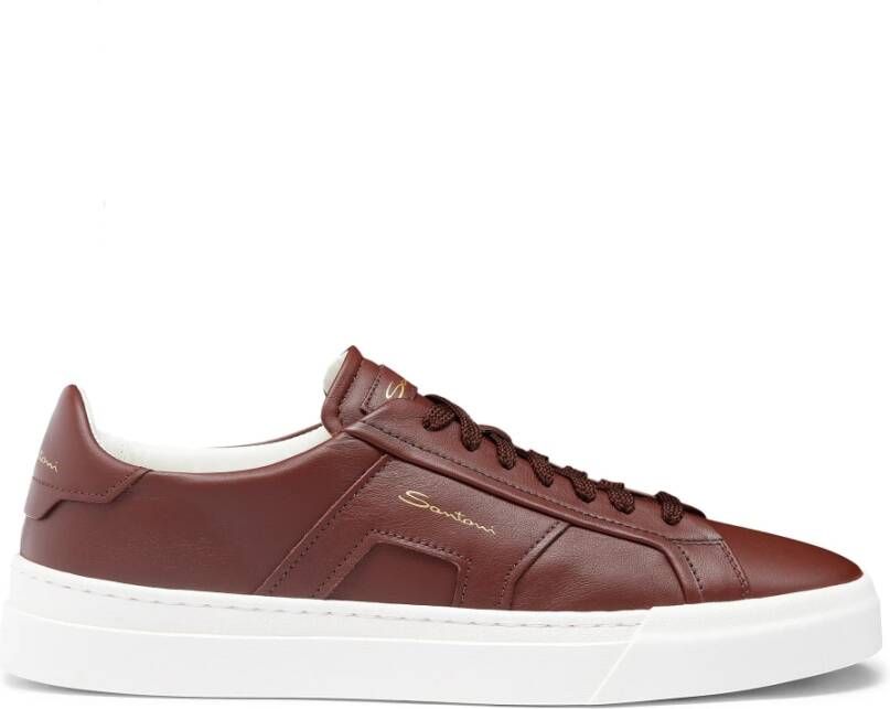 Santoni Leren sneaker voor heren Brown Heren