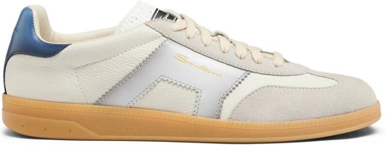 SANTONI Lage Sneakers Heren Dbs Olympic Maat: 10 Materiaal: Suède Kleur: Wit