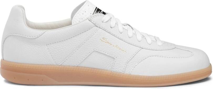 Santoni Leren sneaker voor heren White Heren