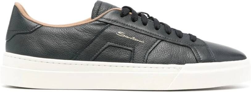 Santoni Leren Sneakers Blue Heren