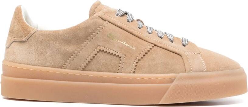 Santoni Leren Sneakers Gemaakt in Italië Beige Dames