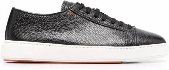 Santoni Leren Sneakers met Korrelige Textuur Black Heren