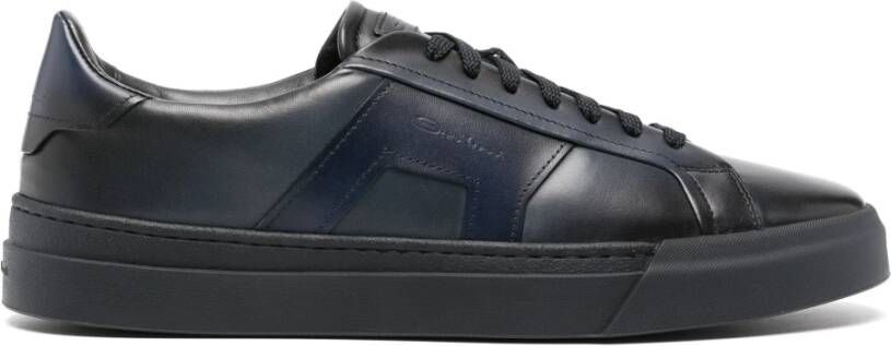 Santoni Leren sneakers met rubberen zool Blue Heren