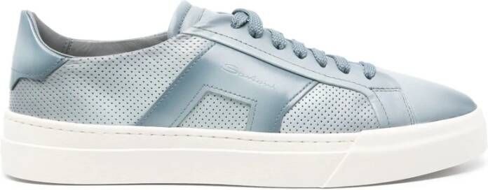 Santoni Leren sneakers met rubberen zool Blue Heren