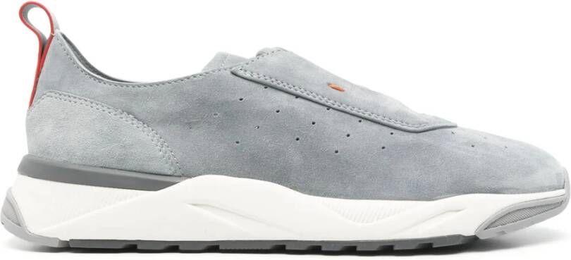 Santoni Leren Sneakers met Rubberen Zool Gray Heren