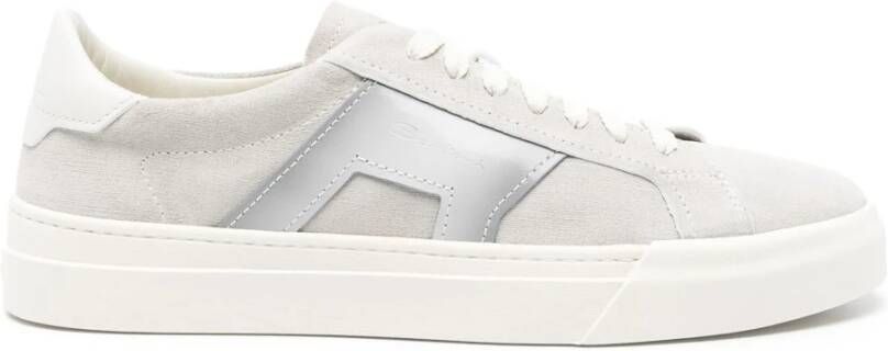 Santoni Leren sneakers met rubberen zool Gray Heren