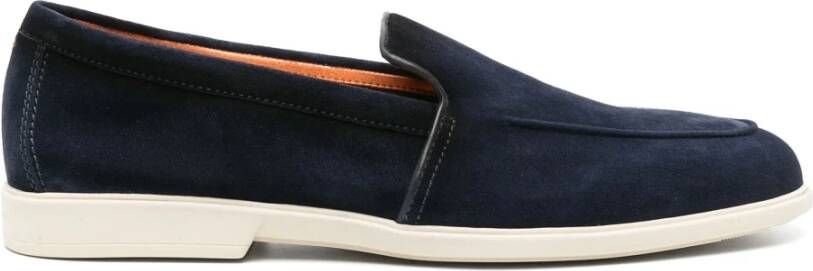 Santoni Leren Suède Loafers met Rubberen Zool Blue Heren