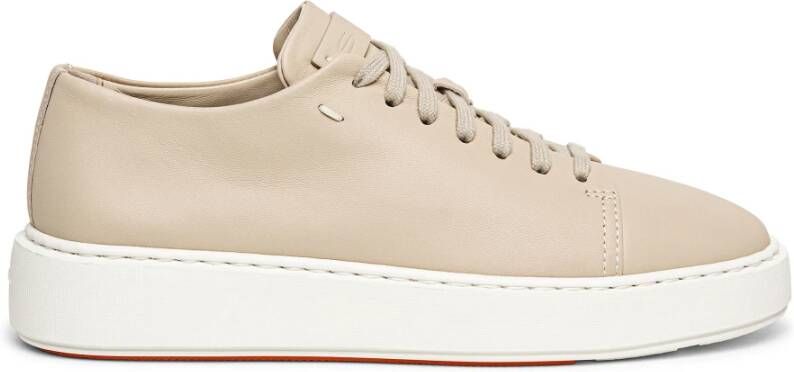 Santoni Dames Leren Lage Sneakers Beige Dames