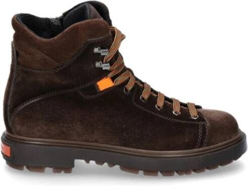 Santoni Leren Veterschoenen Enkellaarzen Brown Heren