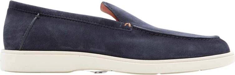 Santoni Luxe Leren Loafers voor Mannen Blue Heren