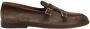 Santoni Metalen Gesp Leren Loafers Blokhak Brown Heren - Thumbnail 1