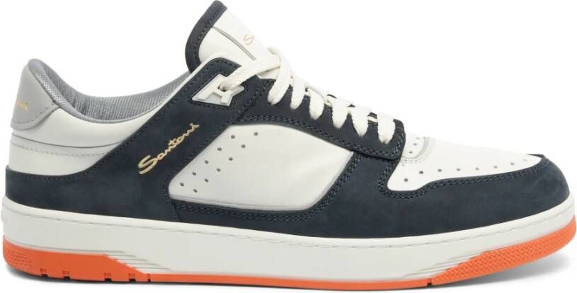 Santoni Nubuck Leren Sneaker Blue Heren