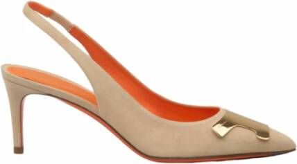 Santoni Verhoog je stijl met de gouden inzet Décolleté Beige