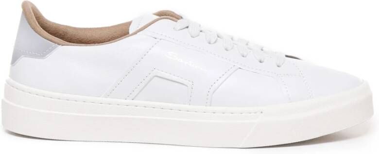 Santoni Roomkleurig Suède Veterschoenen White Heren