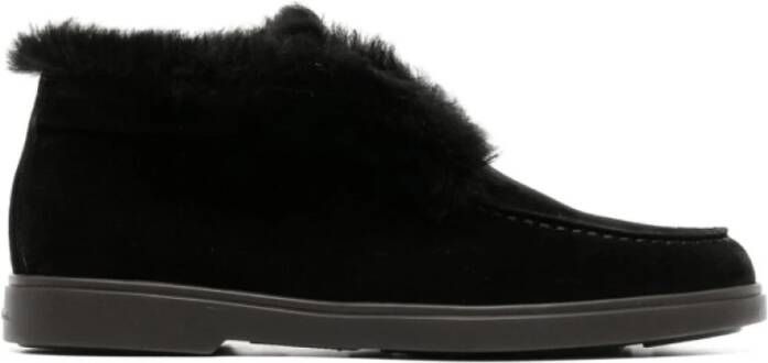 Santoni Shearling Slip-On Loafers Black Dames