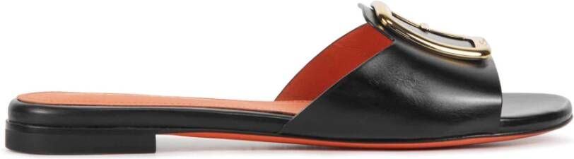 SANTONI Slippers Dames 70343 Maat: 39 Materiaal: Leer Kleur: Zwart