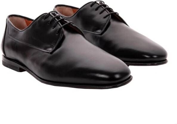 Santoni Zwarte Leren Heren Oxford Schoenen Black Heren