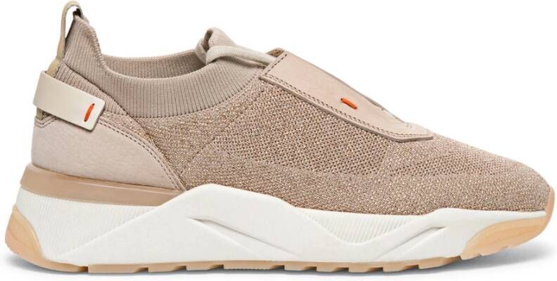 Santoni Dynamische Nubuck Sneaker Beige Dames