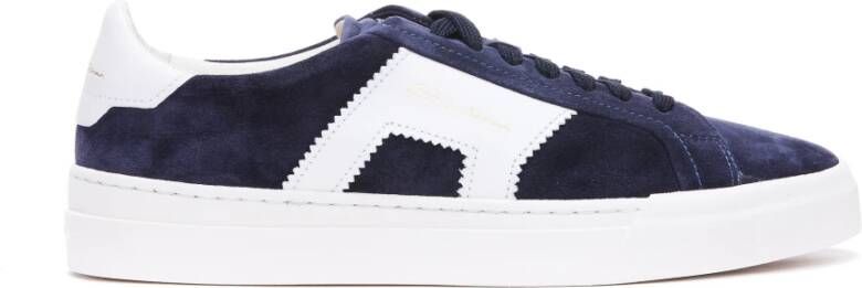 Santoni Lage sneakers met dubbele gesp Blauw Heren