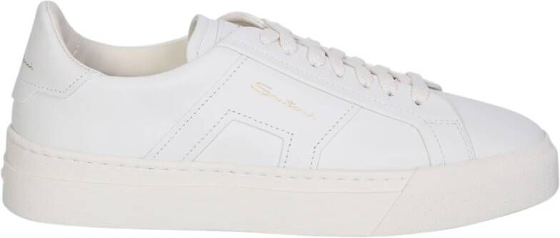 Santoni Lage sneakers met dubbele gesp White Dames