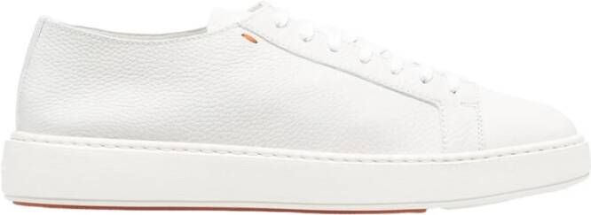 Santoni Leren Sneakers met Korrelstructuur oor Heren White Heren