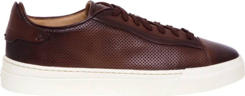 Santoni Sportieve Leren Sneakers Brown Heren