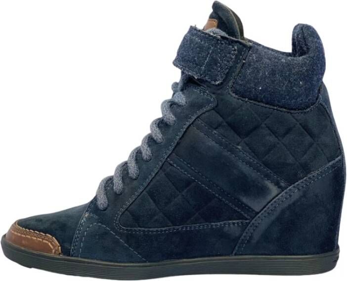 Santoni Stijlvolle Enkellaarzen met Platformaccent Blauw Dames