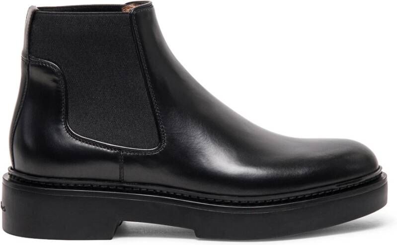 Santoni Stijlvolle Leren Chelsea Boot Black Dames